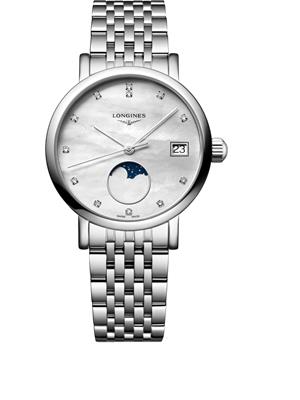 Longines Elegant L4.330.4.87.6 Silver-Tone Moonphase Watch 30mm