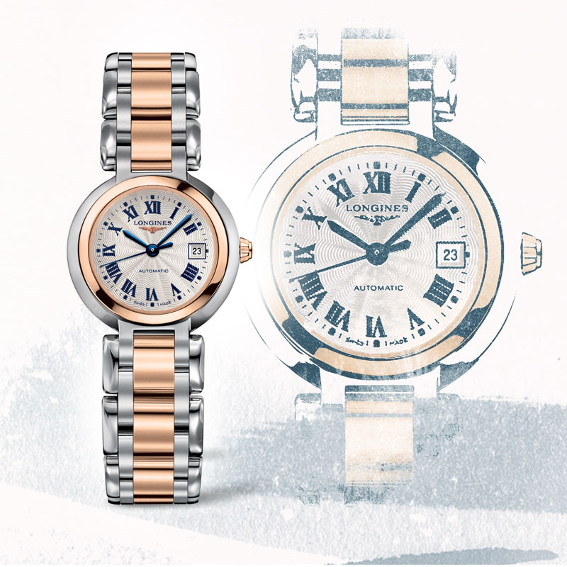 đồng hồ nữ longines primaluna mặt tròn rose-gold
